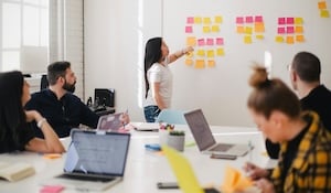 Engaged employees sharing ideas
