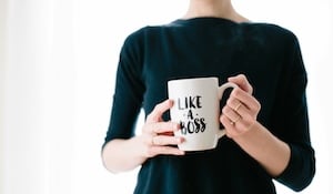 Lady holding like a boss mug