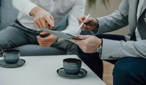 Candidate explaining something to interviewer