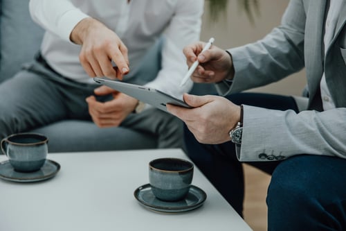 Candidate explaining something to interviewer